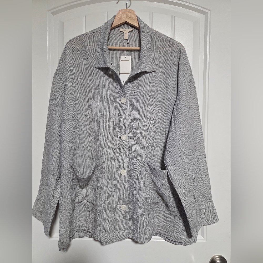 Eileen Fisher Charcoal Button-Up Jacket